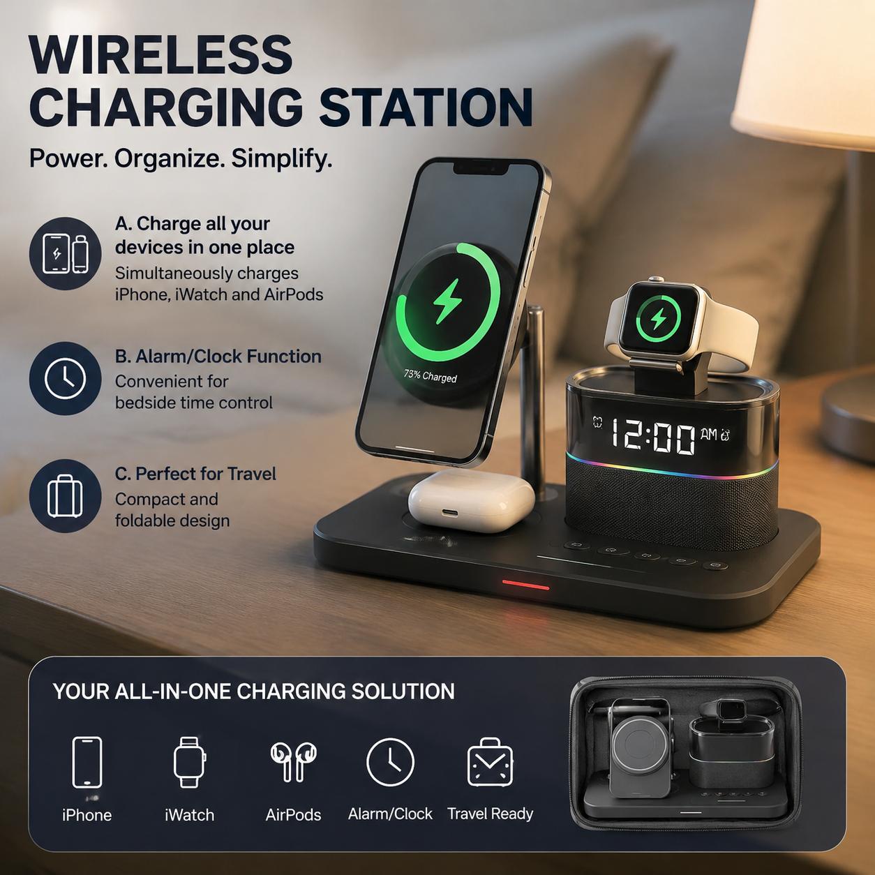 Desk Setup Home - Magnetische Kabellose Ladestation für Phone-Serien 12