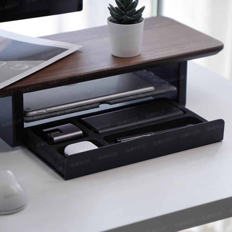 Desk Setup Home - Monitorständer, Erhöhung, Aufbewahrungsschubladen, Büro-Schreibtisch-Organizer, Computer-Aufbewahrungsregal, ergonomisches