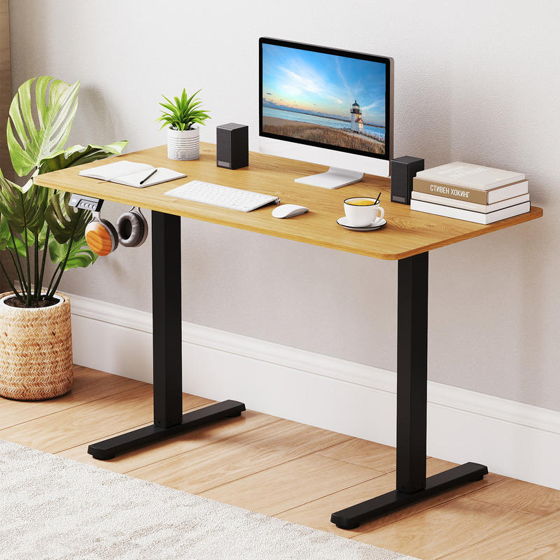 Desk Setup Black And Wood - Elektrischer Stehpultrahmen, höhenverstellbar von 27,5-45,5 Zoll