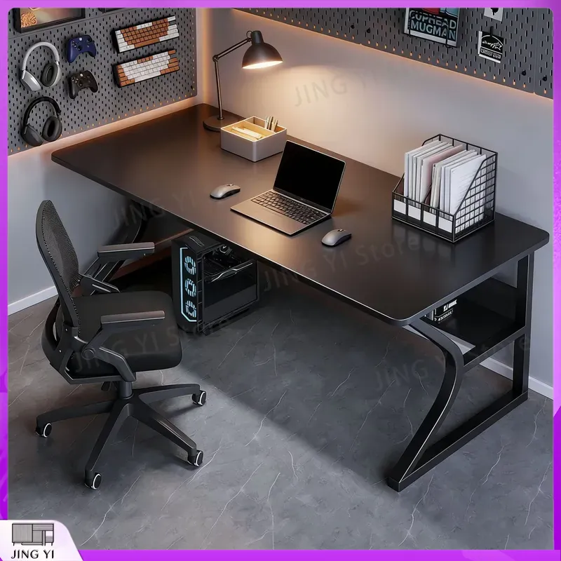 Desk Setup Black And Wood - Schwarzer Gaming-Schreibtisch für E-Sport-PC-Setup Höhenverstellbarer Computertisch