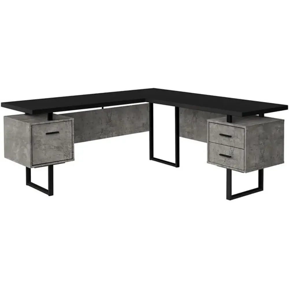 Desk Setup Black And Wood - L-förmiger 70-Zoll-Computertisch mit Stauraum für das