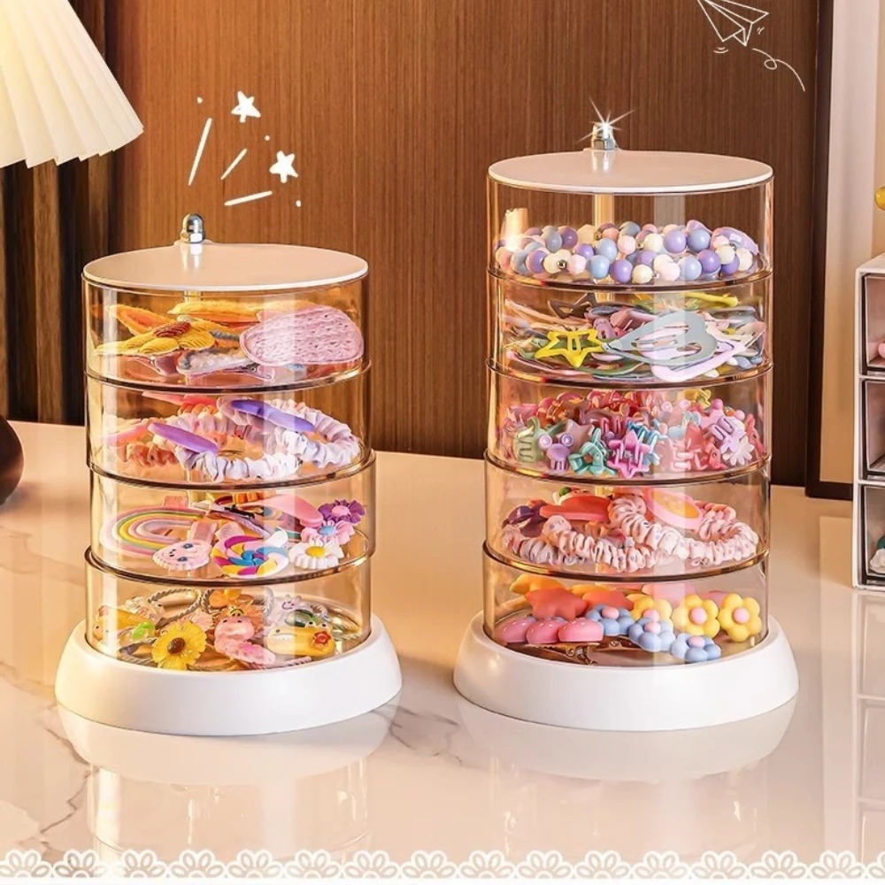 Cable Box Organizer - 360° Drehbarer Transparenter Haaraccessoire-Organizer Kompakte Kunststoff-Aufbewahrungsbox