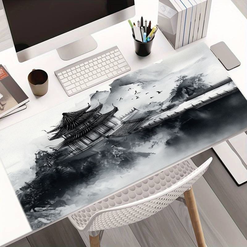 Desk Setup Art - Verspieltes Mauspad aus Eisenkunst mit Wolken-Drachen-Motiv,