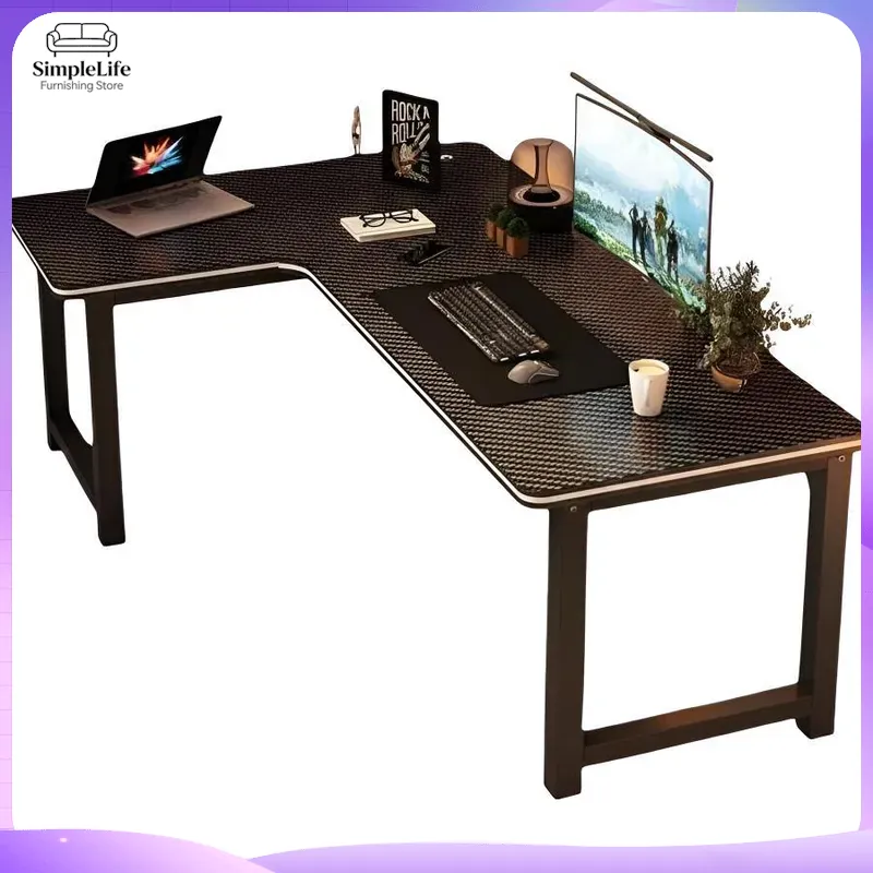 Desk Setup In Office - Eck-Gaming-Schreibtisch Computertisch mit Ablage für PC-Setup
