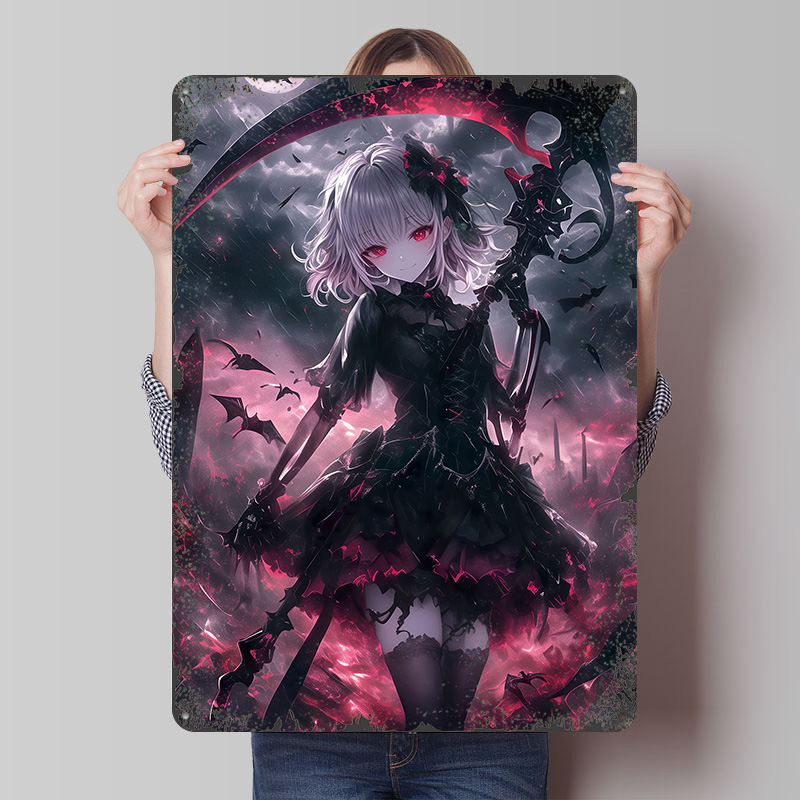 Desk Setup Art - Dämonischer Sensenmann Mädchen Poster Personalisierte Wandkunst