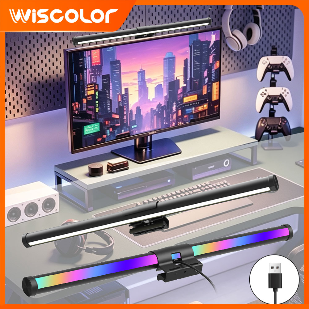 Desk Setup Art - RGB-Monitor-Lichtleiste, dimmbare LED-Leuchten, WLAN-Steuerung, stufenlos dimmbare