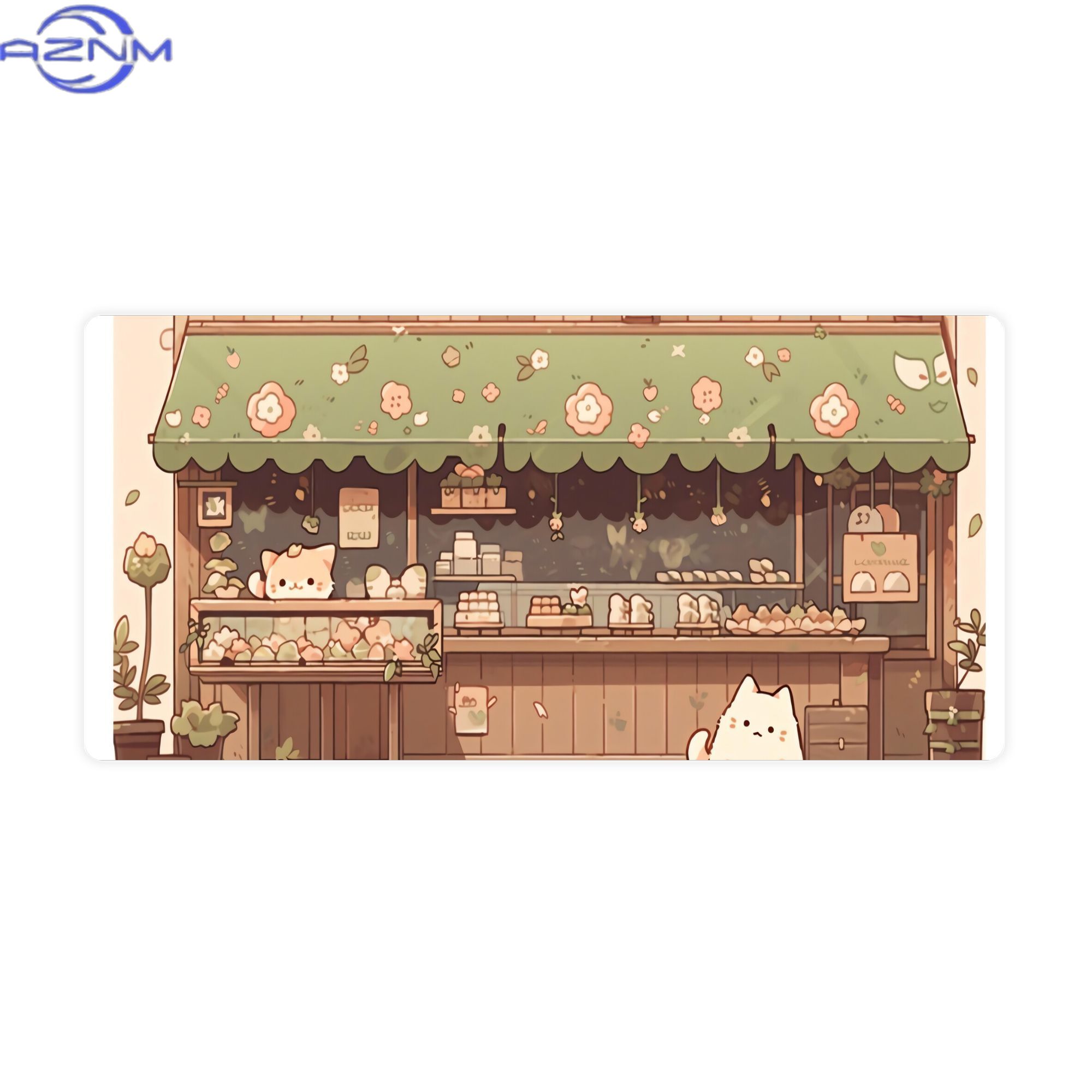 Desk Setup Streaming - Cat Bakery Aesthetic Green Shop Große