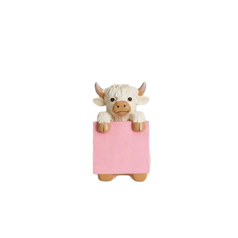 Sticky Memo Holder - Kreativer Highland-Kuh-Notizblockspender aus Harz mit Pop-Up-Design