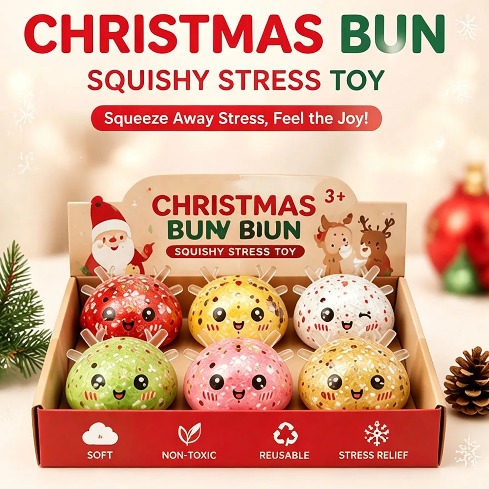 Desk Setup Streaming - Winter-Gamer-Arbeitsplatz-Setup Weihnachts-Bao-Brötchen Squishy Kunstessen mit Maltosetextur