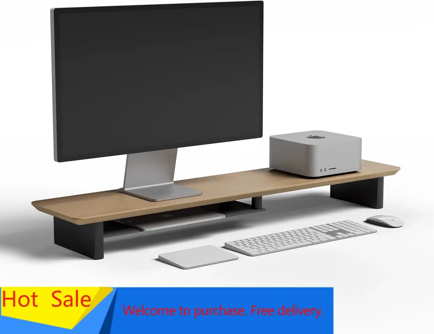 Desk Setup Oak - Zweistufiges ergonomisches Schreibtisch-Setup aus weißer Eiche