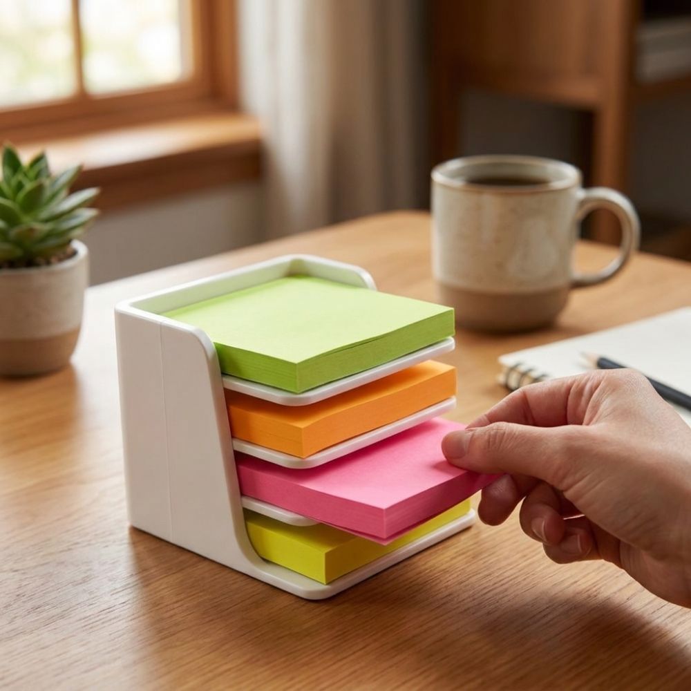 Sticky Memo Holder - Mehrzweck-Stapelbarer Haftnotizhalter aus Kunststoff mit Stabiler