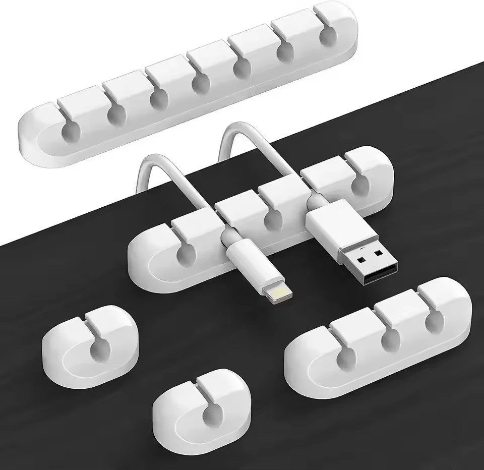 Cable Box Organizer - Kabel-Organizer aus Silikon, USB-Kabelwickler, Management-Clips, selbstklebend,