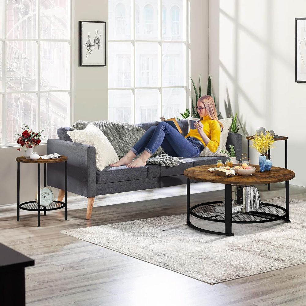 Rundes Couchtisch- und Beistel – Desk Setup Wood Bewertung und Preis