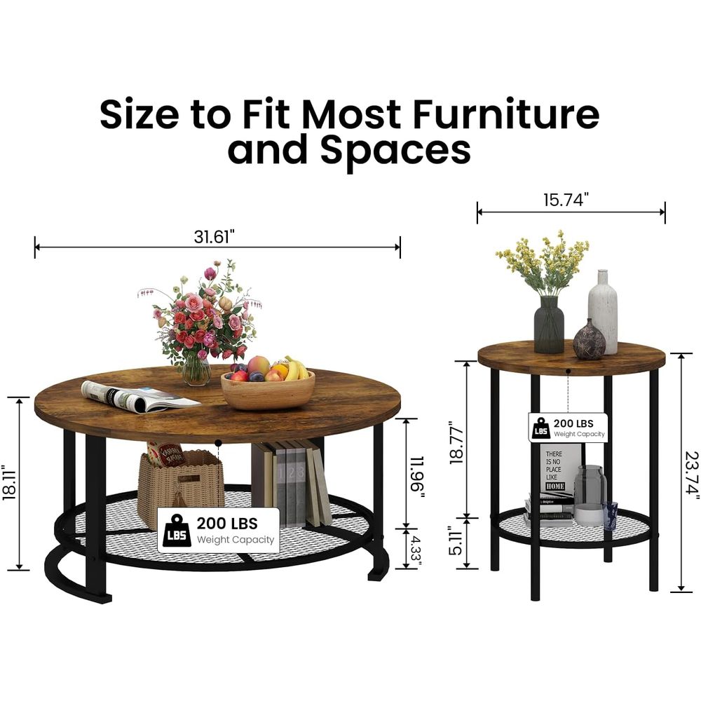 Rundes Couchtisch- und Beistel – Desk Setup Wood Bewertung und Preis