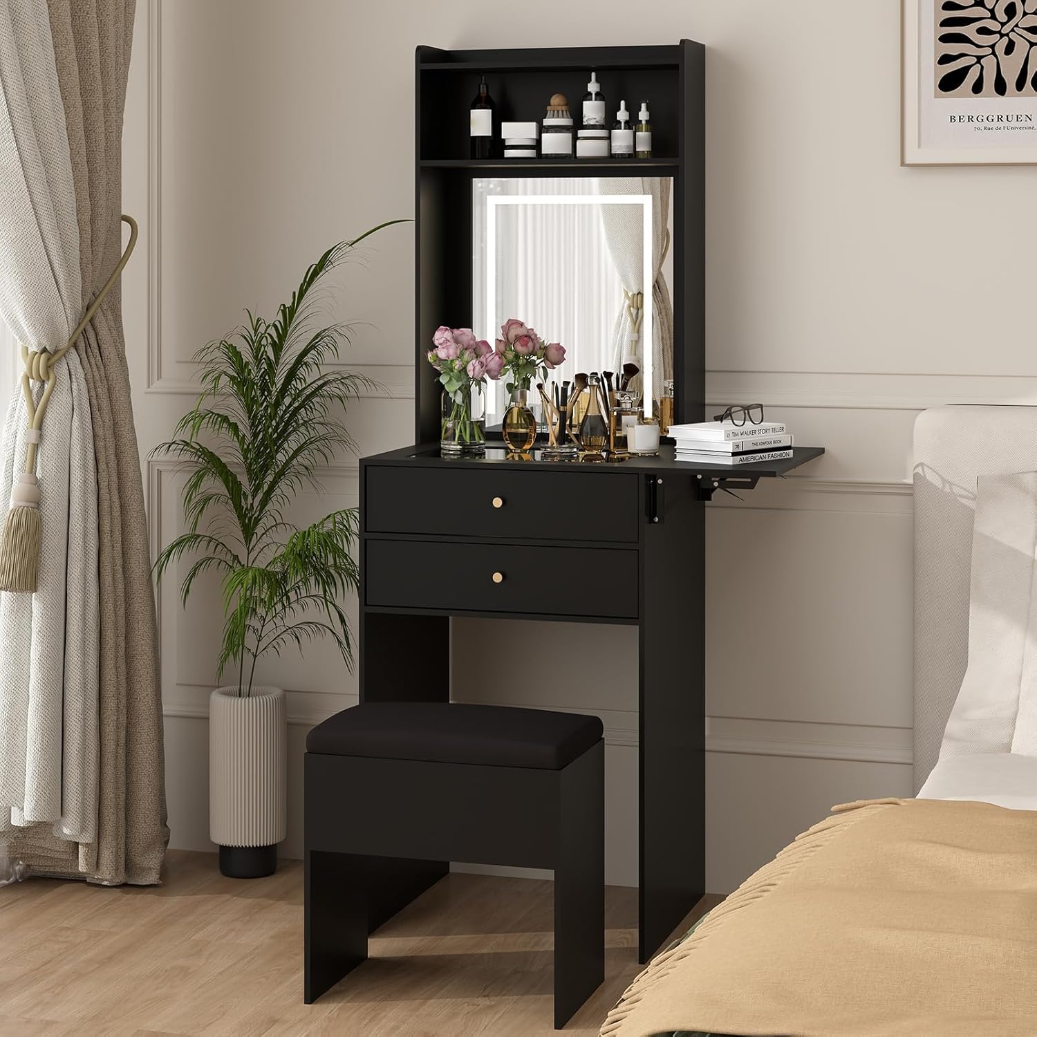 Mini-Schminktisch-Set in Schwa – Desk Setup Black And Wood Bewertung und Preis