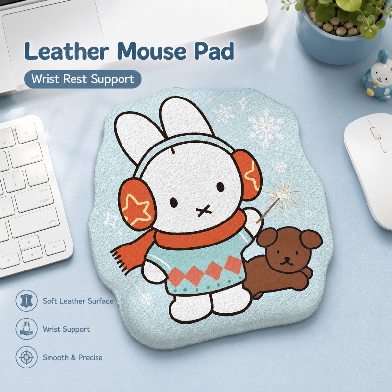 Anime Miffy Leder-Mauspad mit  – Desk Setup In Office Bewertung und Preis