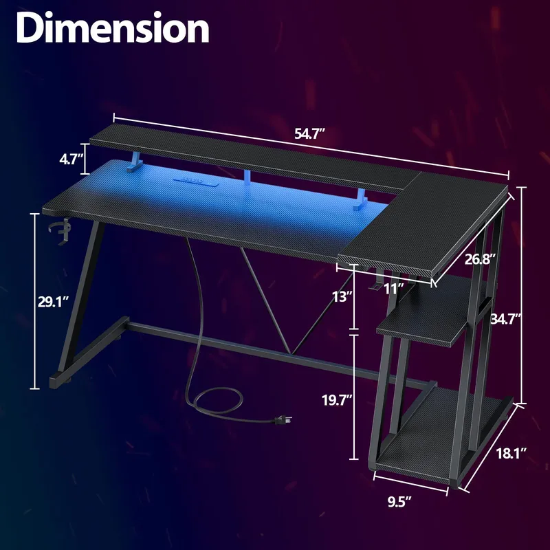 Schwarzer L-förmiger Gaming-Sc – Desk Setup Black And Wood Bewertung und Preis