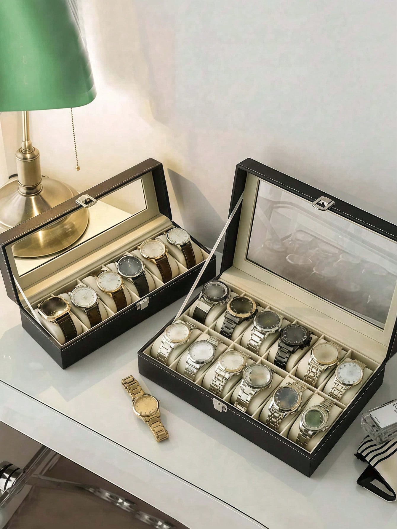 Leder-Uhrenbox mit Schloss, Gr – Cable Box Organizer Bewertung und Preis