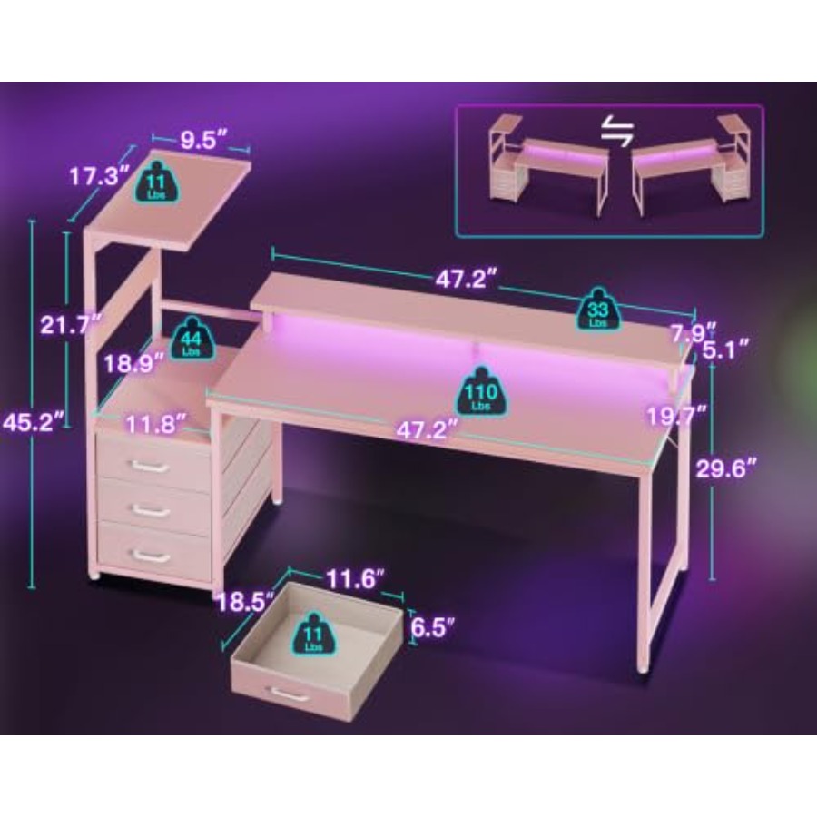 Gaming-Schreibtisch mit PC-Dis – Desk Setup Black And Wood Bewertung und Preis