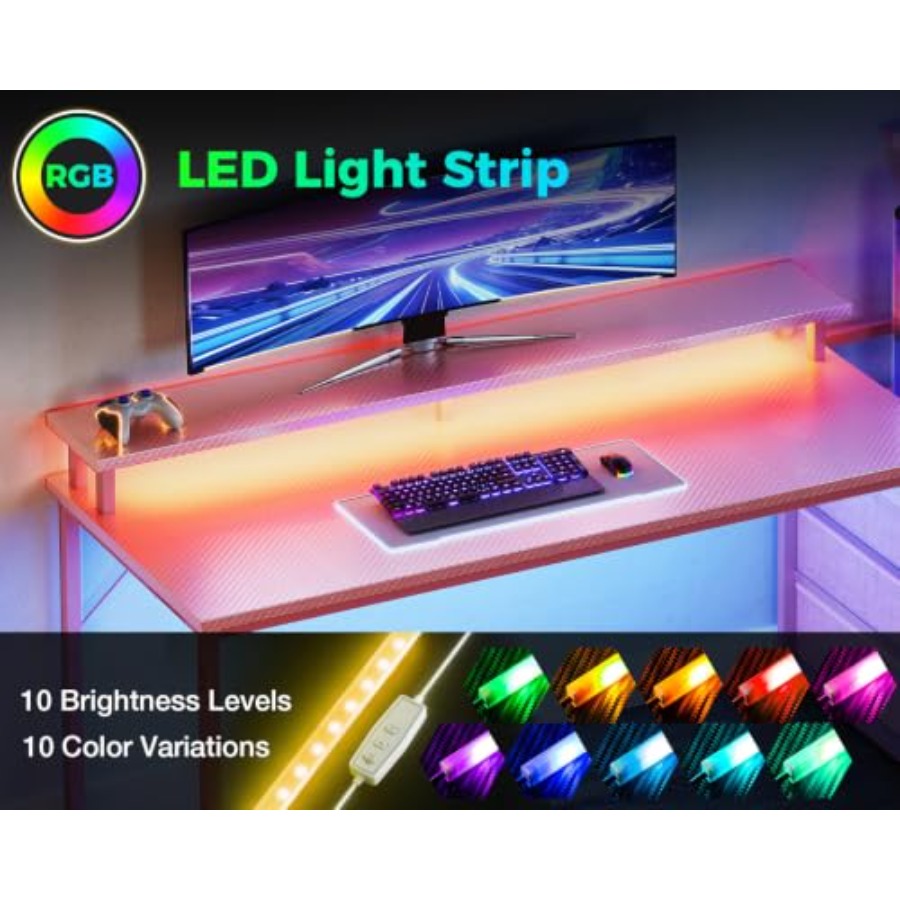Gaming-Schreibtisch mit PC-Dis – Desk Setup Black And Wood Bewertung und Preis