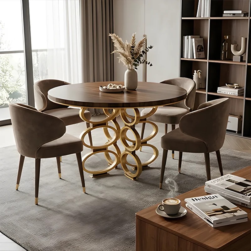 Luxuriöser Runder Esstisch im  – Desk Setup Wood Bewertung und Preis