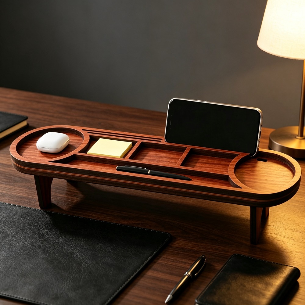 Hölzerner Schreibtisch-Organiz – Desk Setup Home Bewertung und Preis
